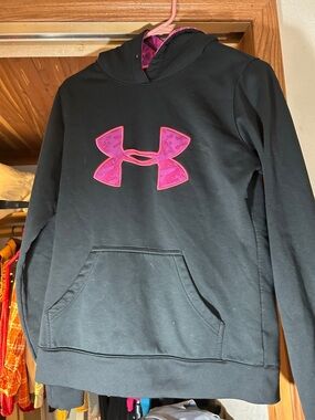 Under Armour Black Hoodie with Pink Interior and Logo